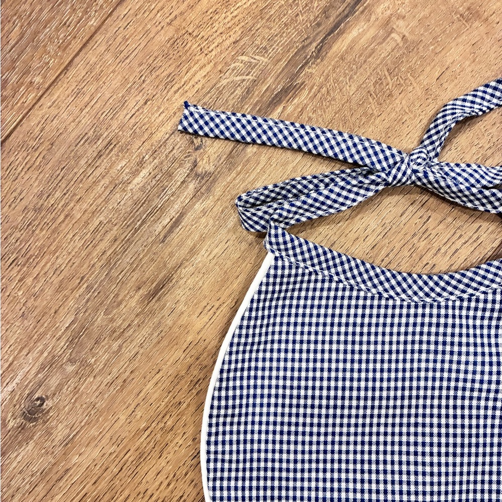 NWOT Lullaby Set Blue Gingham Bib Heirloom Baby Gift - Picture 3 of 8